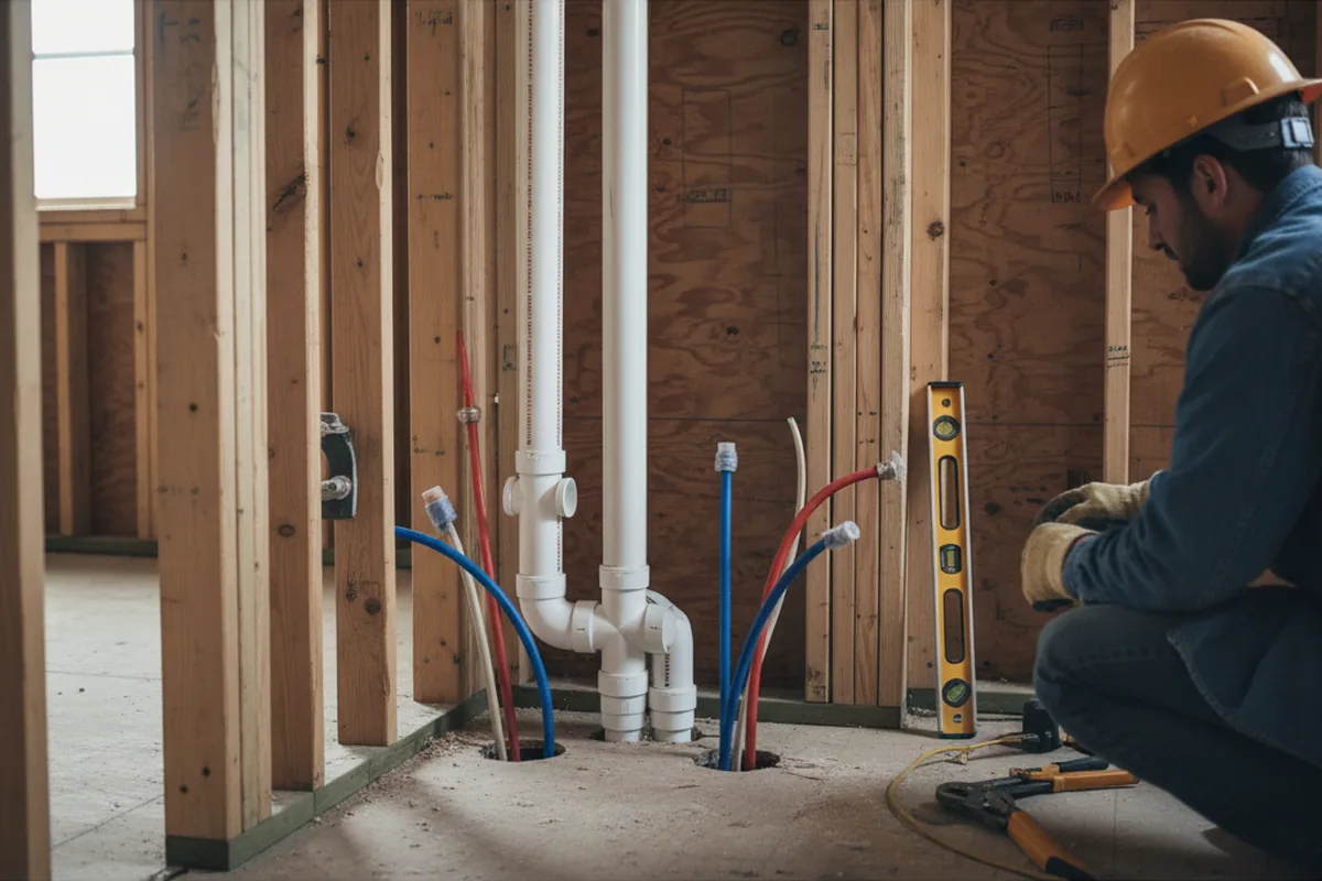 Drain and supply rough-in during Garbage Disposal Repair in Coleman